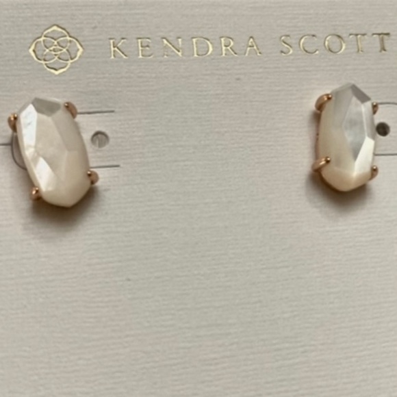 Kendra Scott Betty Stud Earrings White Ivory Mother of Pearl Rose Gold $60 NWT - Picture 8 of 14